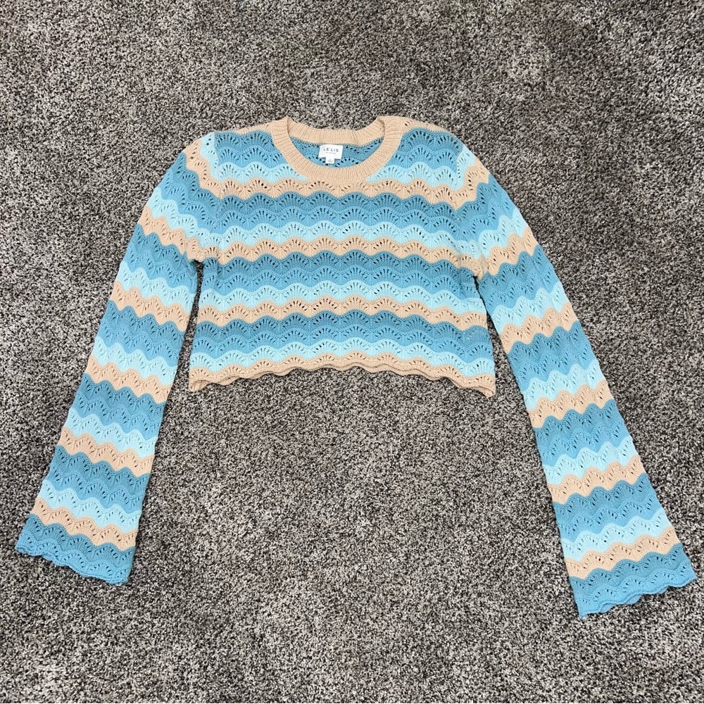 Blue and tan scallop sweater